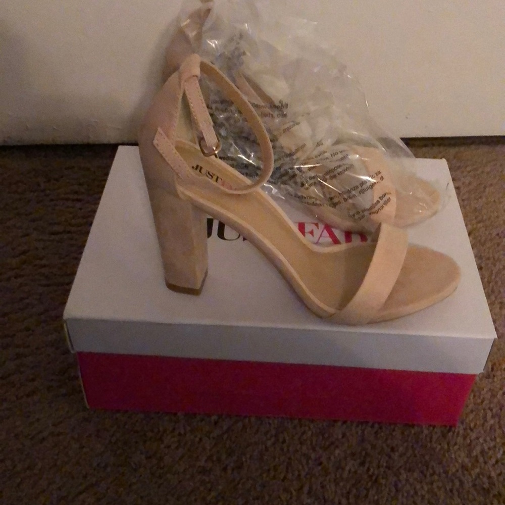 Nude suede heel